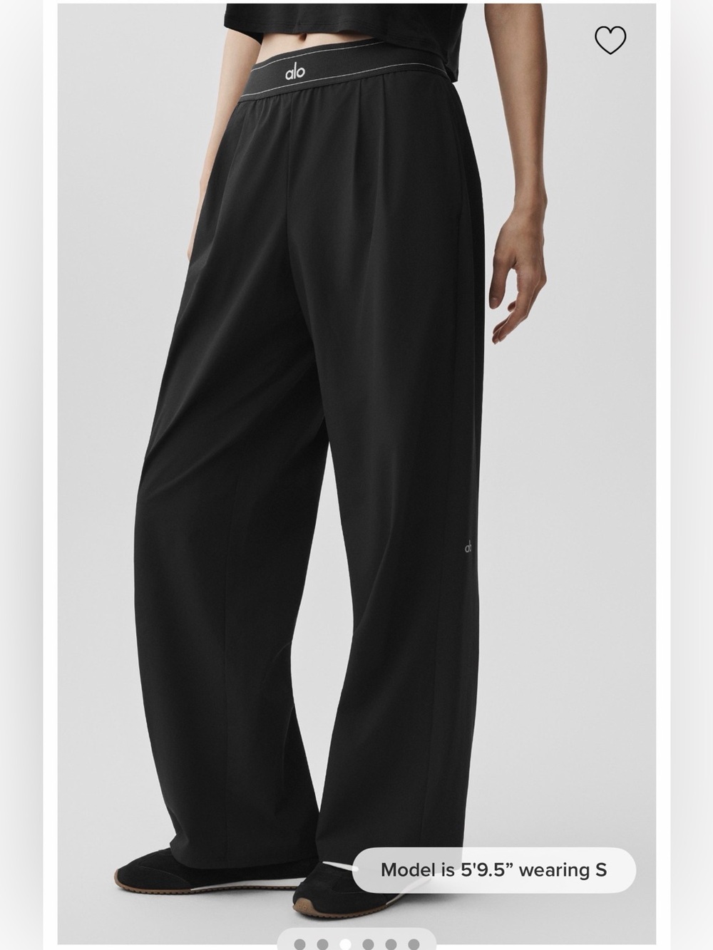 ALO Yoga Suit Up Trouser Black Wide-Leg Relaxed Trousers - Small